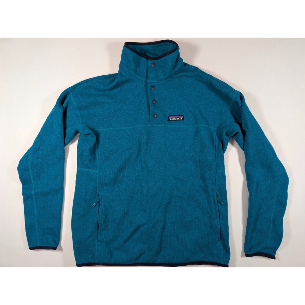 Patagonia Better Sweater Jumper Jacket Womens Large Teal Marsupial 1/4 Button